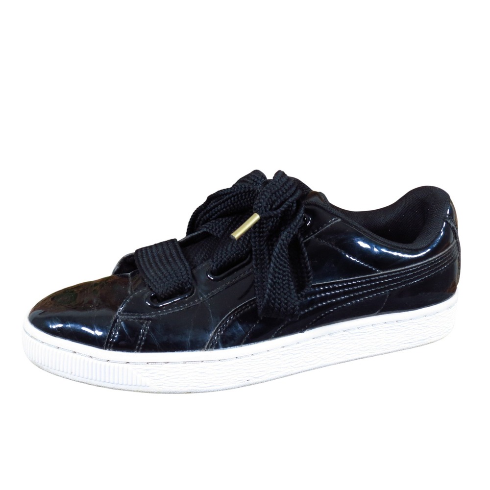 Puma Basket Heart Womens Fashion Sneaker 10 Lifestyle Black Patent Leather